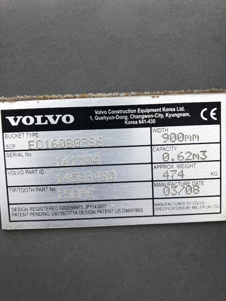 Volvo Excavator Bucket Pin Size Chart