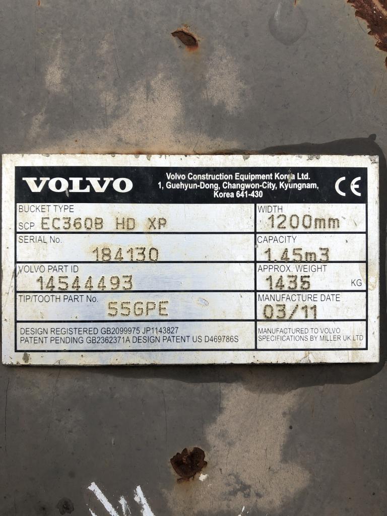 Volvo Excavator Bucket Pin Size Chart